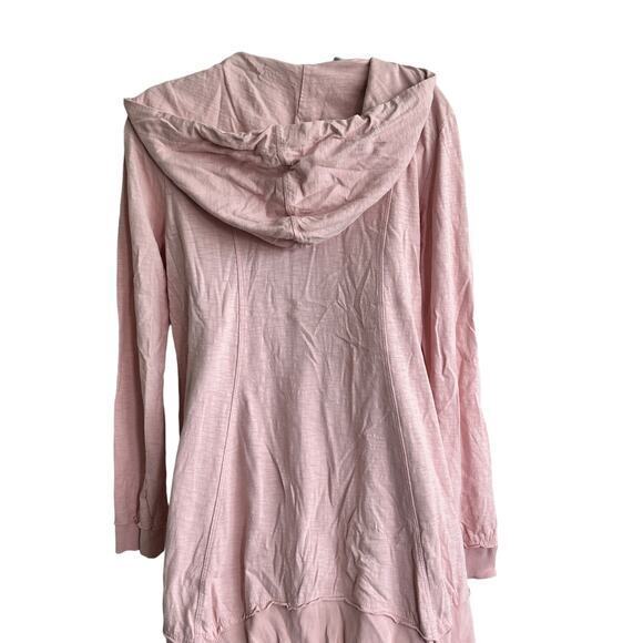 Soft Surroundings Corrina Pink Embroidered Zip Front Hooded Sweater M - Picture 7 of 8